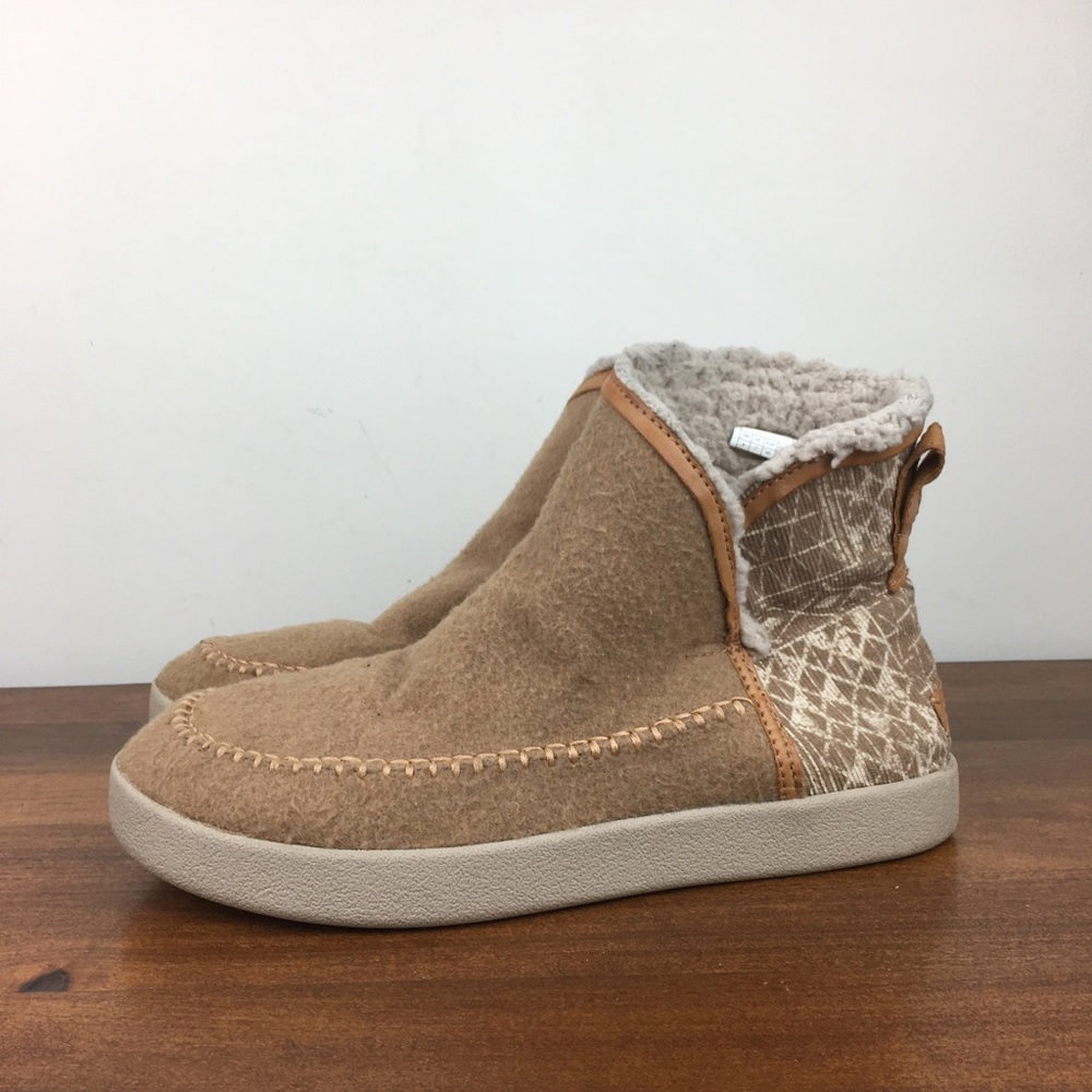 Sanuk Nice Bootah Ojai Boots Brown White Pepper Ankle Booties 1095069 Women’s 9.